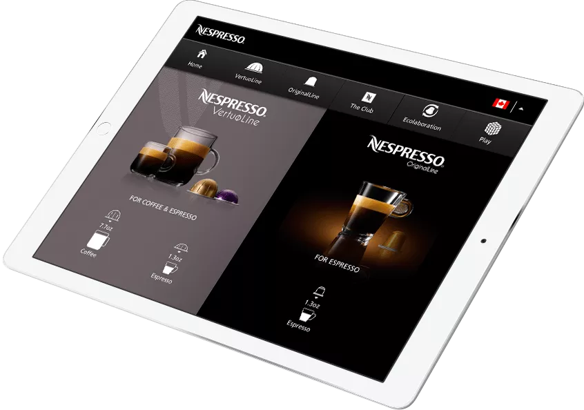 <h2>NESPRESSO</h2> <p>Nespresso is an exclusive luxury brand with over 300 boutiques in almost 60 countries. In 2012, Nestle Nespresso, in collaboration with Swiss digital marketing agency Creatives SA, developed a consumer-facing native iPad Retail App for the Nespresso boutique in San Francisco, California. After the total success of the app, Nespresso decided to enhance the app’s performance and roll it out worldwide.</p> 